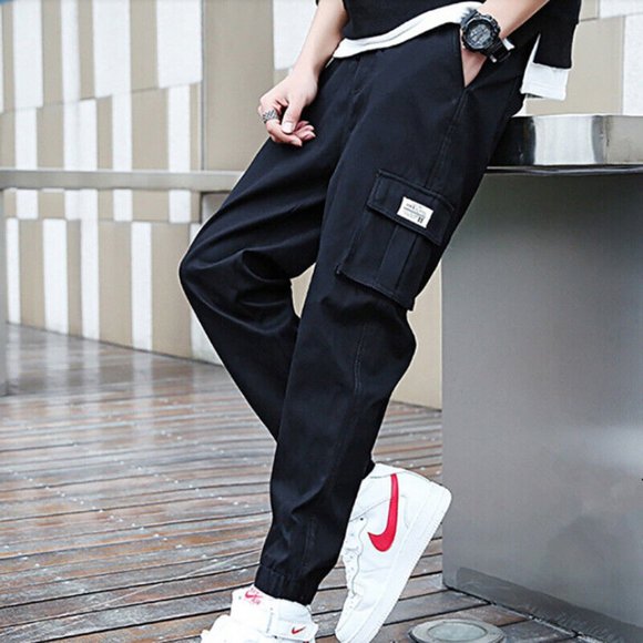 Men's Fashion Cargo Joggers Pants Multi Pockets Chino Combat Trousers - Picture 1 of 3